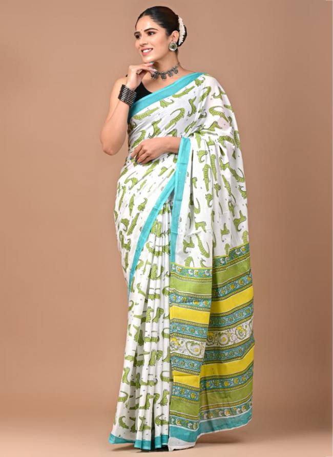 Cotton Multi Colour Casual Wear Printed Saree